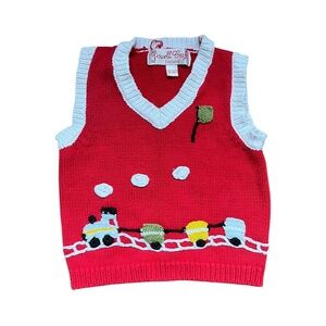 Vintage Cotton Knit Sweatervest Train 18-24 Month